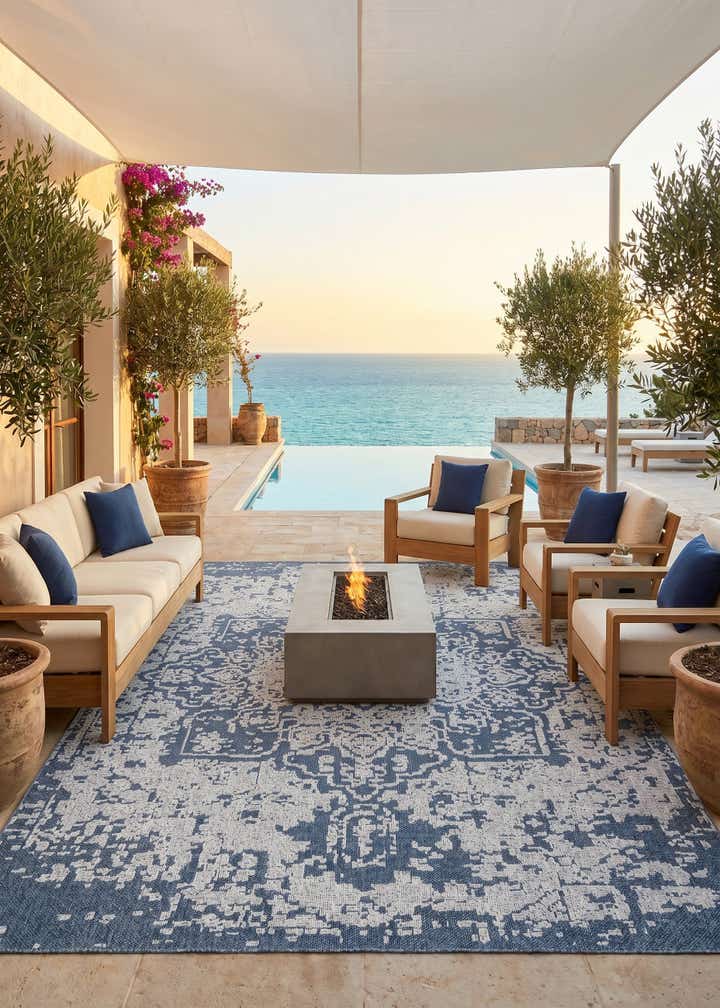 9' x 12' Easy-Clean Traditional Indoor / Outdoor Rug