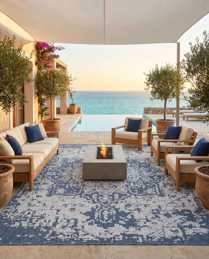 9' x 12' Easy-Clean Traditional Indoor / Outdoor Rug