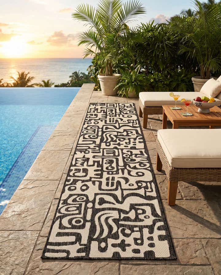 2' 7 x 12' Easy-Clean Modern Indoor / Outdoor Runner Rug