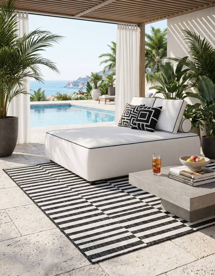 Detail image of 4' x 6' Easy-Clean Ribbon Indoor / Outdoor Rug