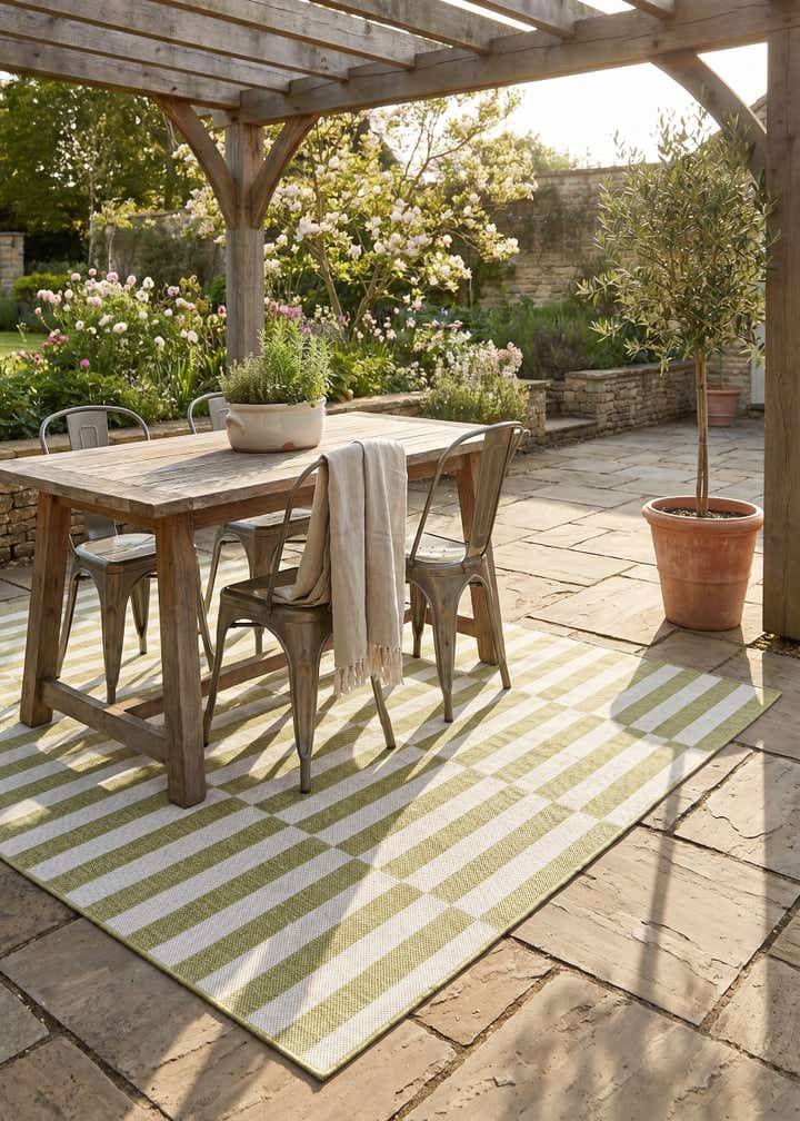 5' 3 x 8' Easy-Clean Striped Indoor / Outdoor Rug
