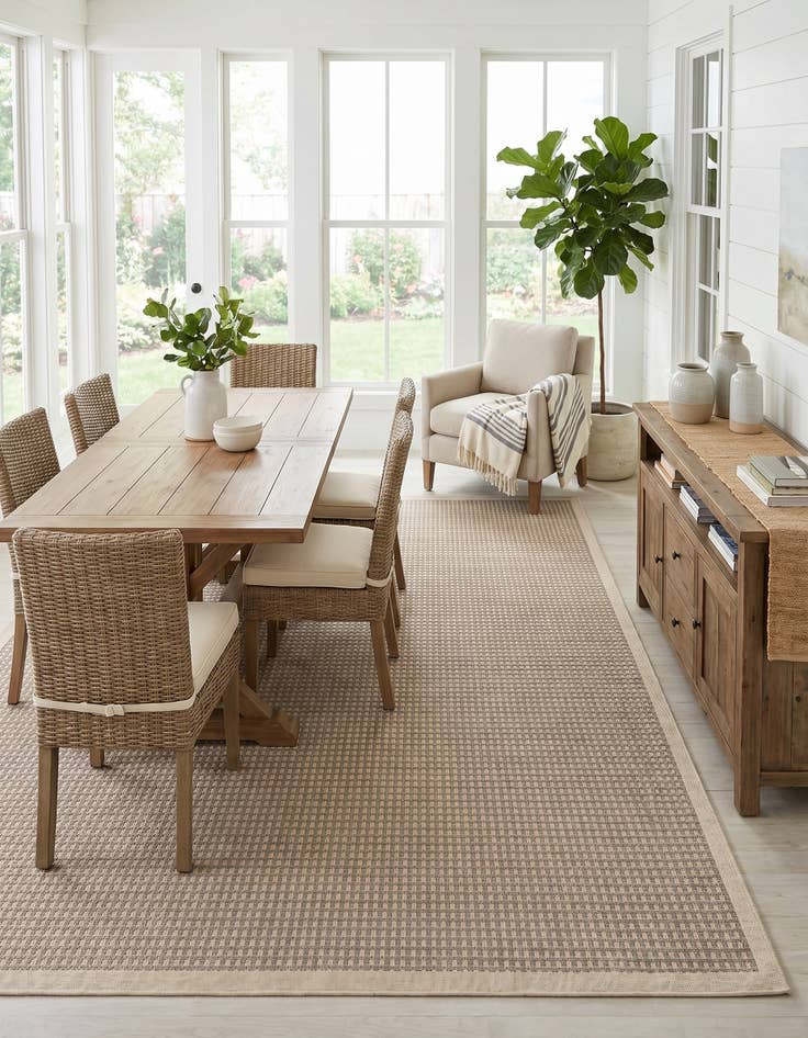 Detail image of 9' x 12' Easy-Clean Border Indoor / Outdoor Rug