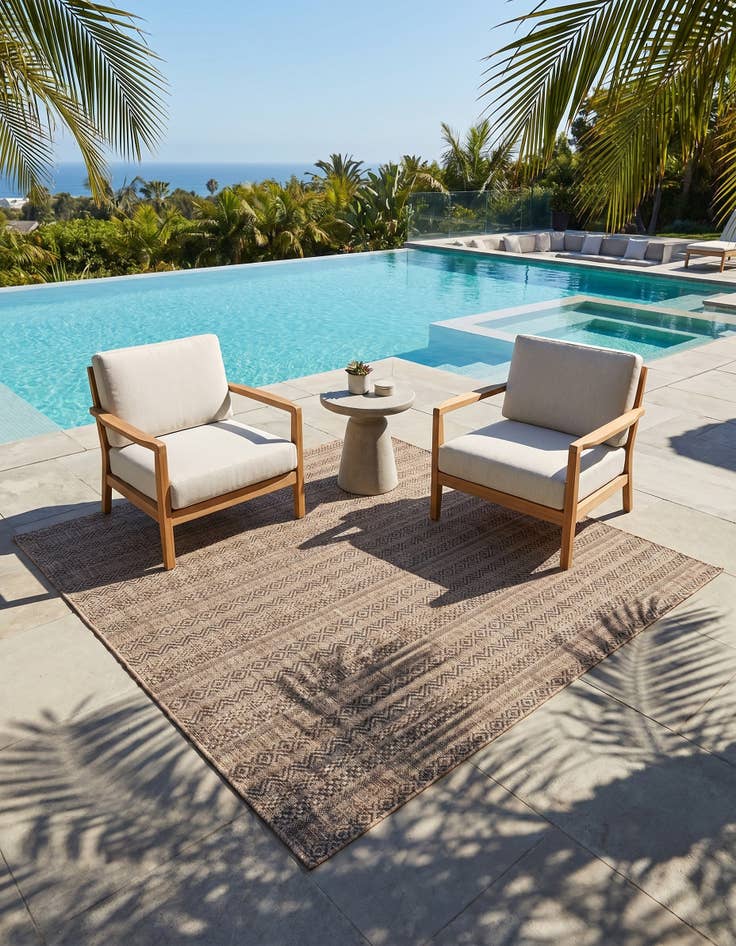 Detail image of 5' 3 x 5' 3 Easy-Clean Ribbon Indoor / Outdoor Square Rug