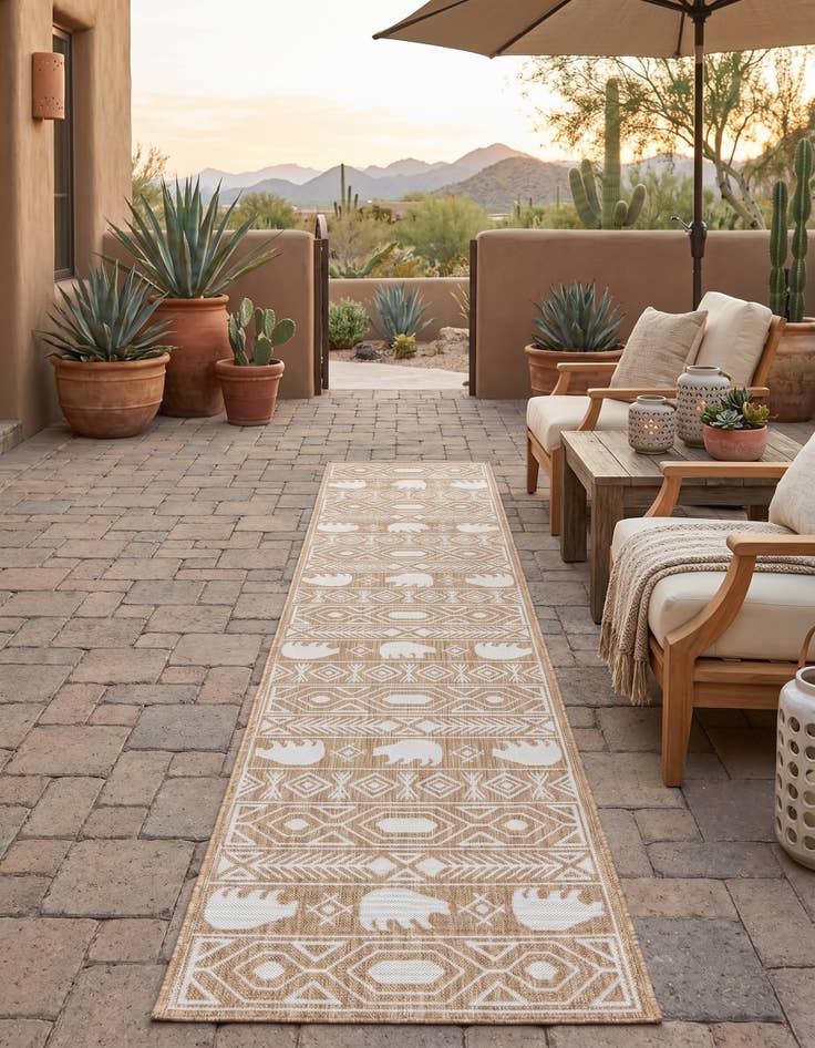 Detail image of 2' 7 x 12' Easy-Clean Southwestern Indoor / Outdoor Runner Rug