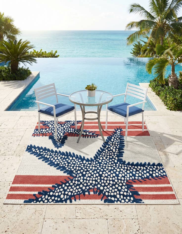 Detail image of 5' 3 x 5' 3 Easy-Clean Belize Indoor / Outdoor Square Rug