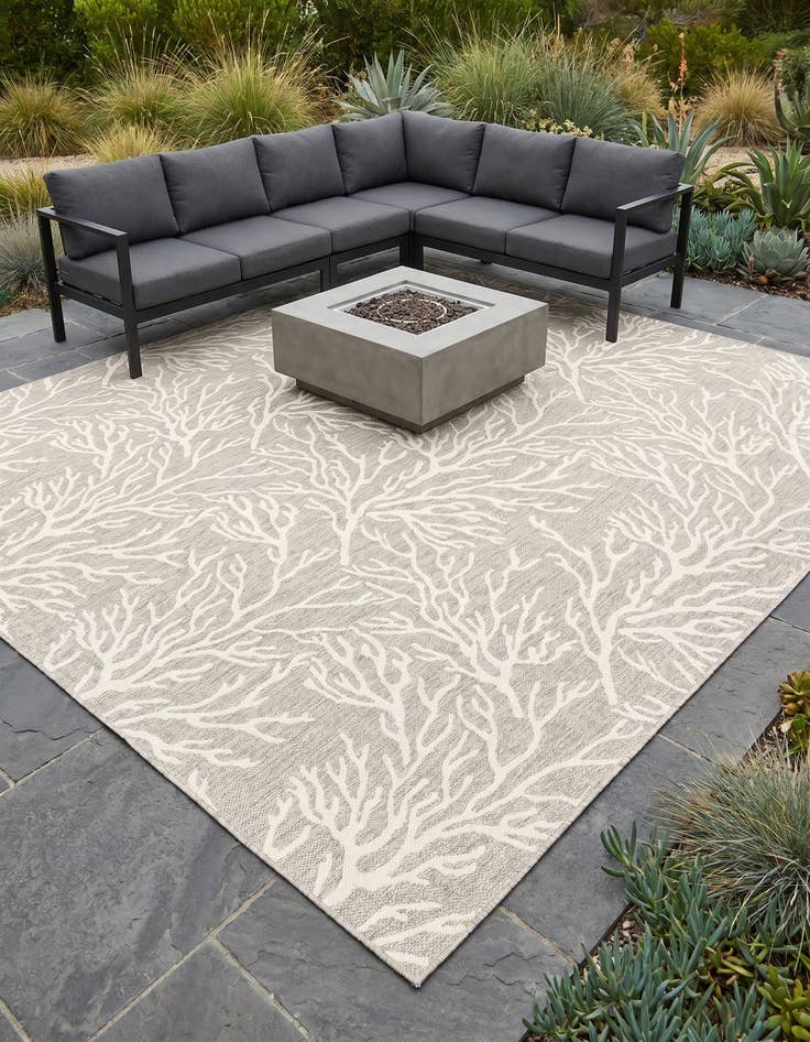 Detail image of 10' x 10' Easy-Clean Coastal Indoor / Outdoor Square Rug