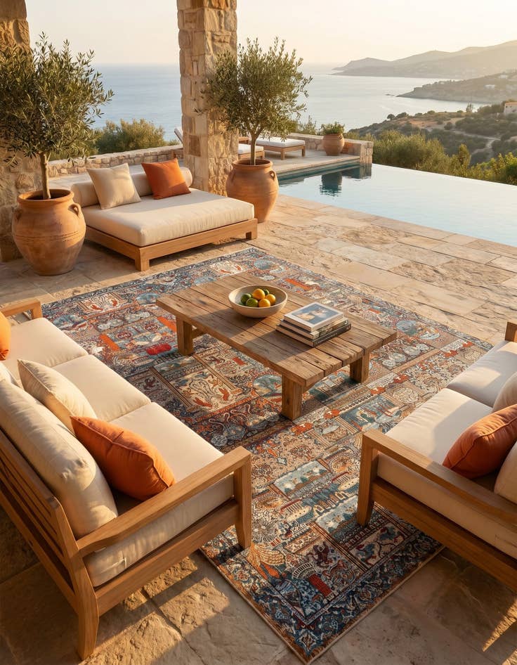 Detail image of 10' x 14' Easy-Clean Traditional Indoor / Outdoor Rug