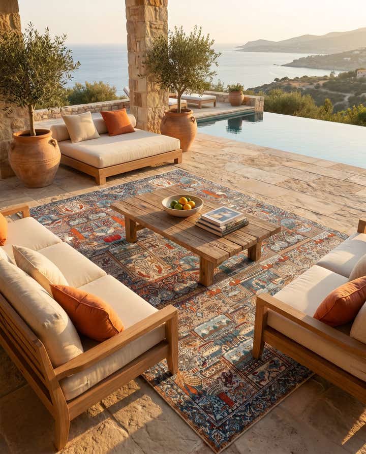 10' x 14' Easy-Clean Traditional Indoor / Outdoor Rug