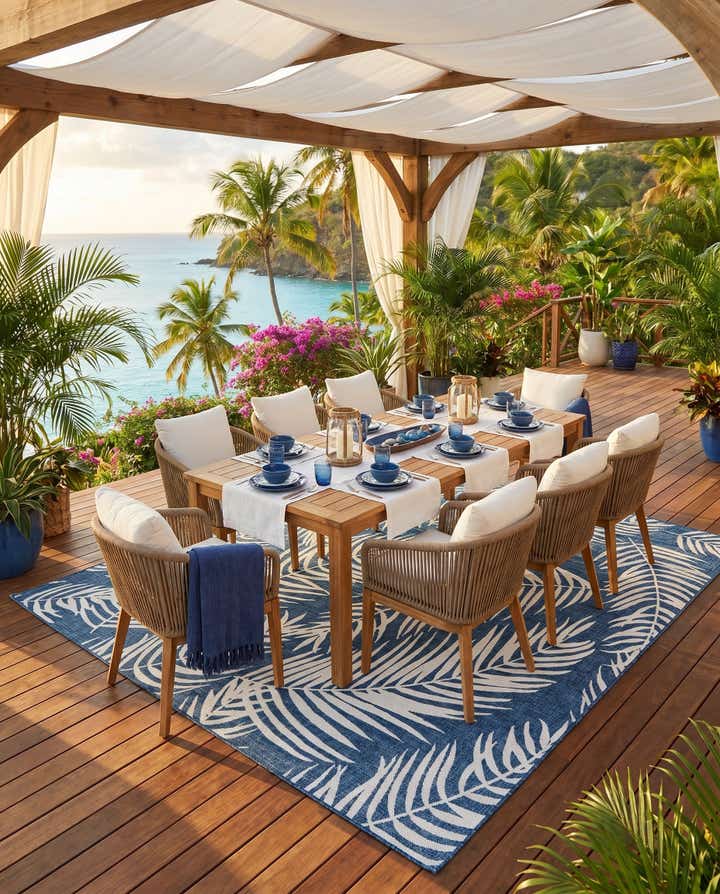 9' x 12' Easy-Clean Botanical Indoor / Outdoor Rug