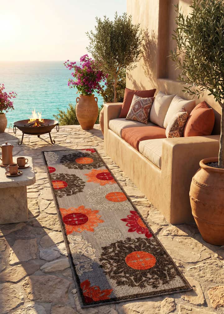 2' x 8' Easy-Clean Modern Indoor / Outdoor Runner Rug