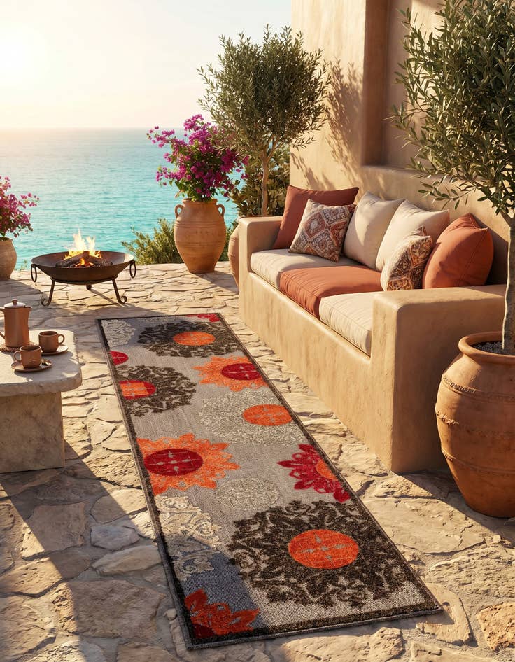 Detail image of 2' x 8' Easy-Clean Modern Indoor / Outdoor Runner Rug