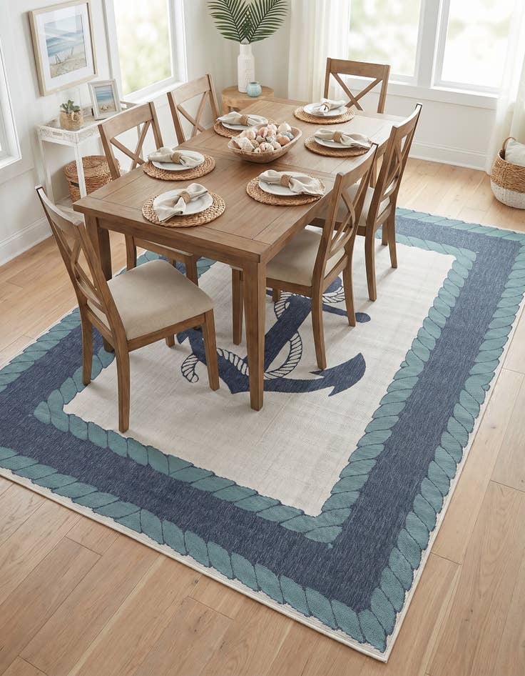 Detail image of 7' 10 x 10' Easy-Clean Coastal Indoor / Outdoor Rug