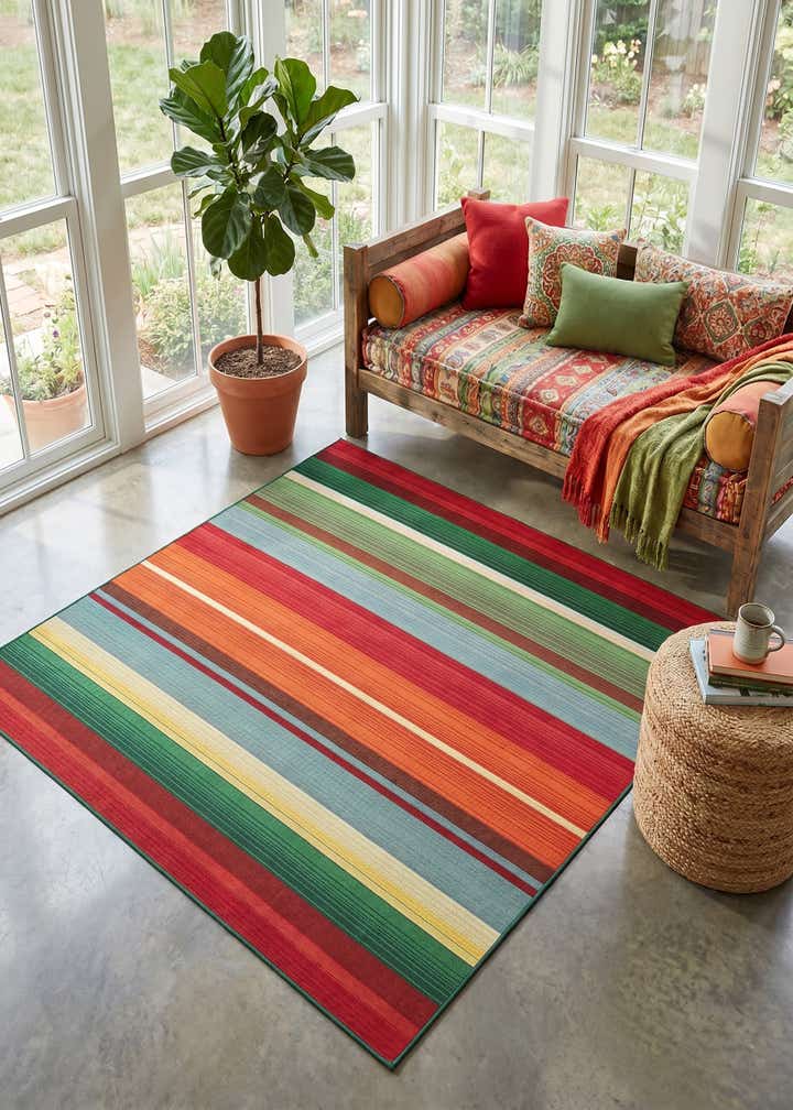 5' 3 x 5' 3 Easy-Clean Modern Indoor / Outdoor Square Rug