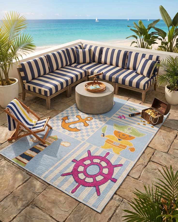 Detail image of 5' 3 x 7' 7 Easy-Clean Indoor / Outdoor Rug