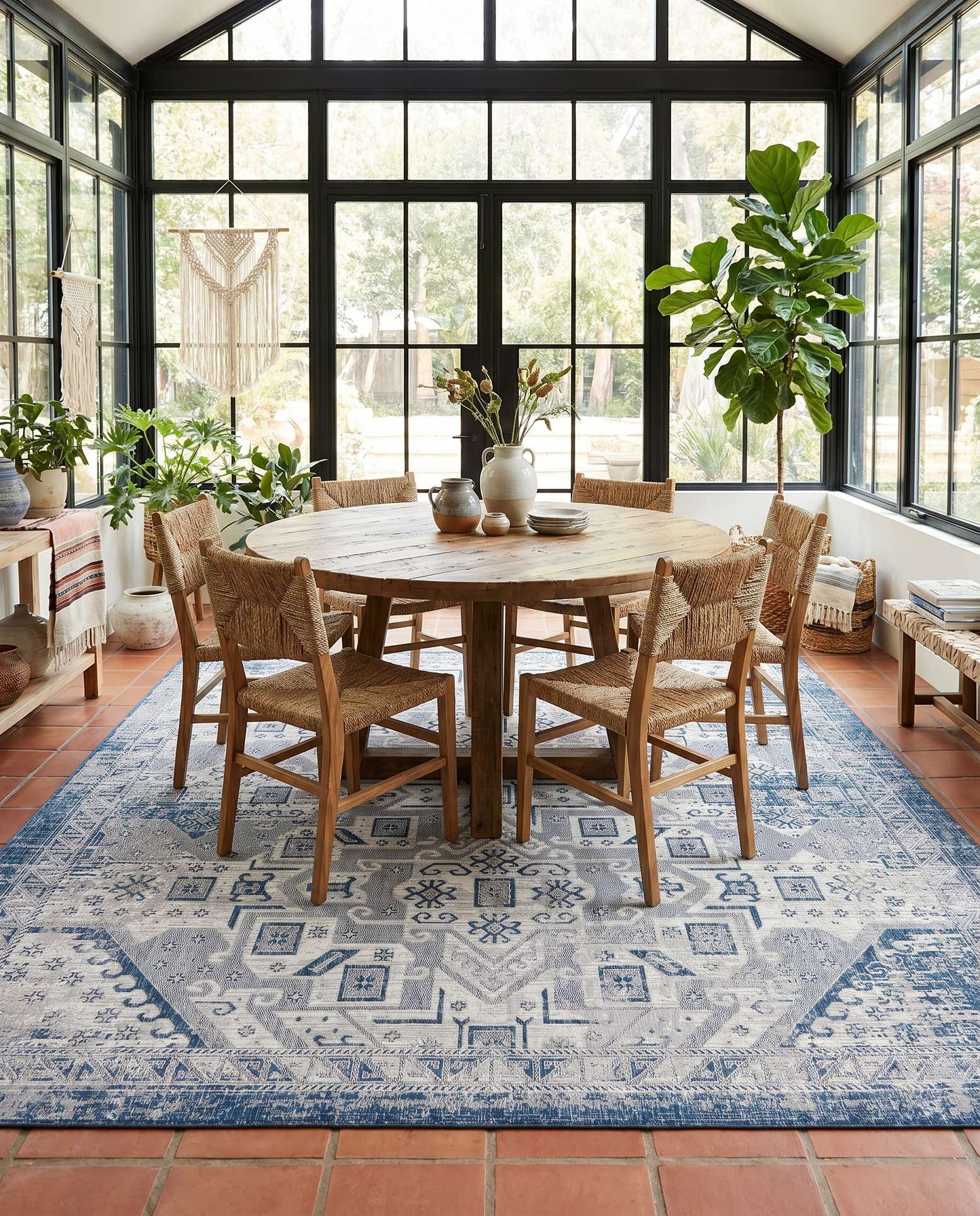 10' x 10' Easy-Clean Aztec Indoor / Outdoor Square Rug