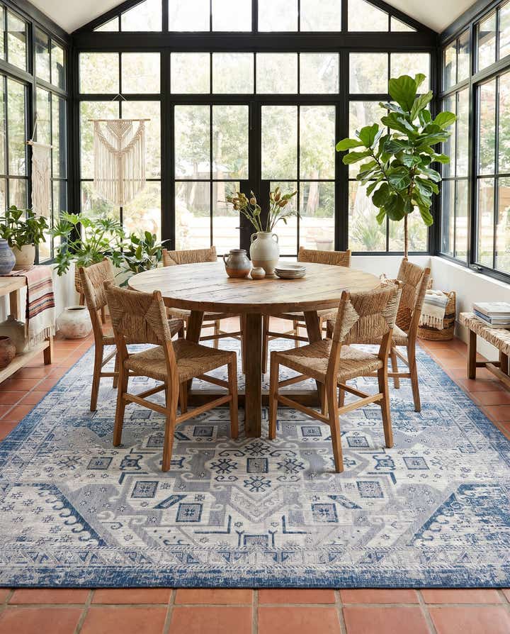 10' x 10' Easy-Clean Aztec Indoor / Outdoor Square Rug