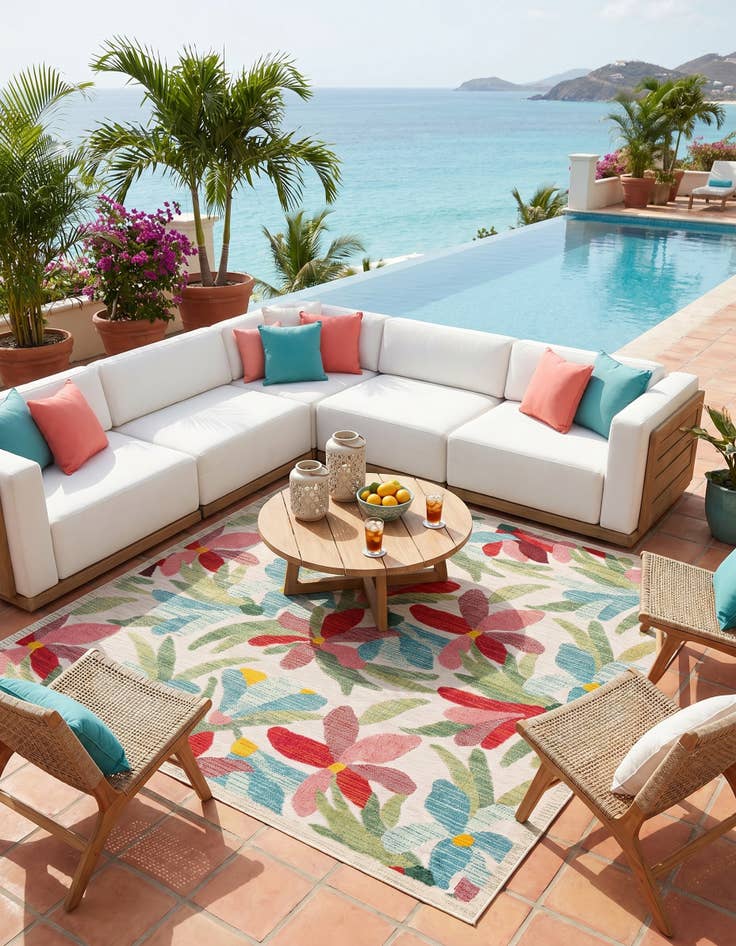 Detail image of 10' x 10' Easy-Clean Casablanca Indoor / Outdoor Square Rug