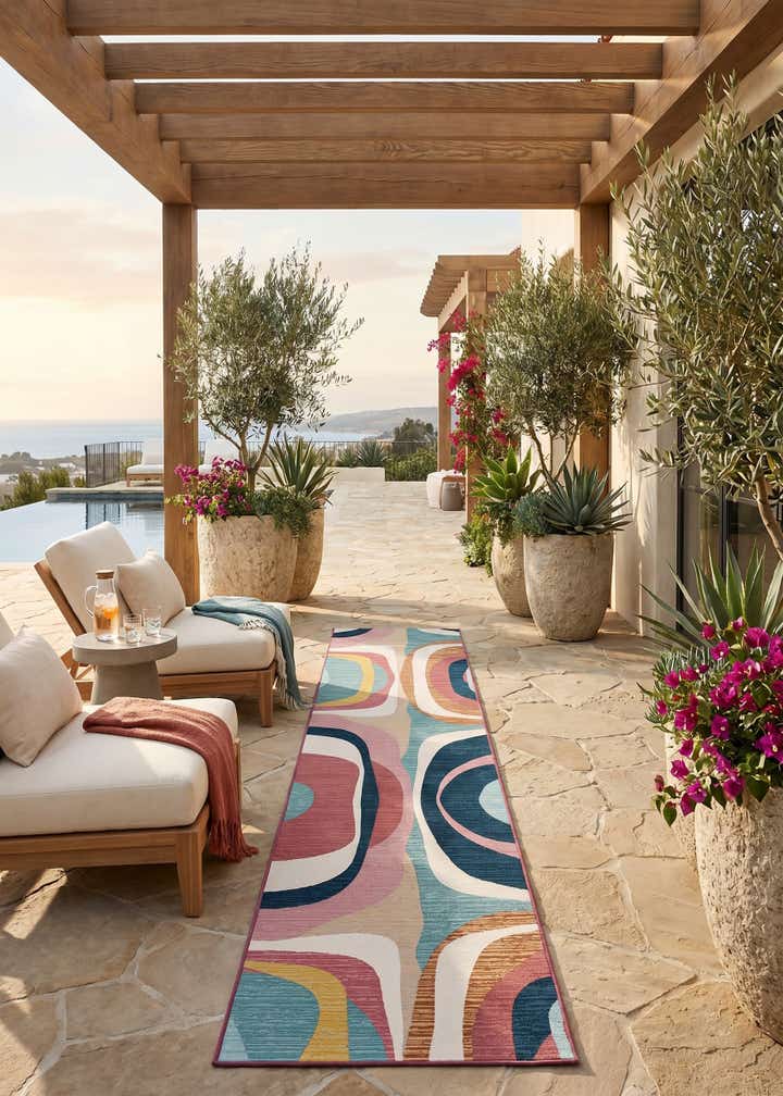 2' 7 x 12' Easy-Clean Modern Indoor / Outdoor Runner Rug