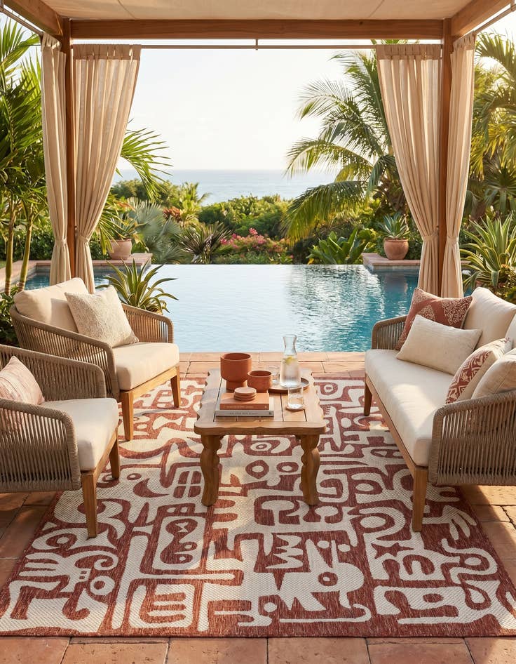 Detail image of 5' 3 x 8' Easy-Clean Modern Indoor / Outdoor Rug