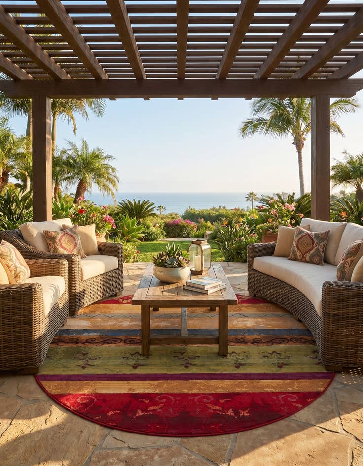Detail image of 6' x 6' Easy-Clean Modern Indoor / Outdoor Round Rug