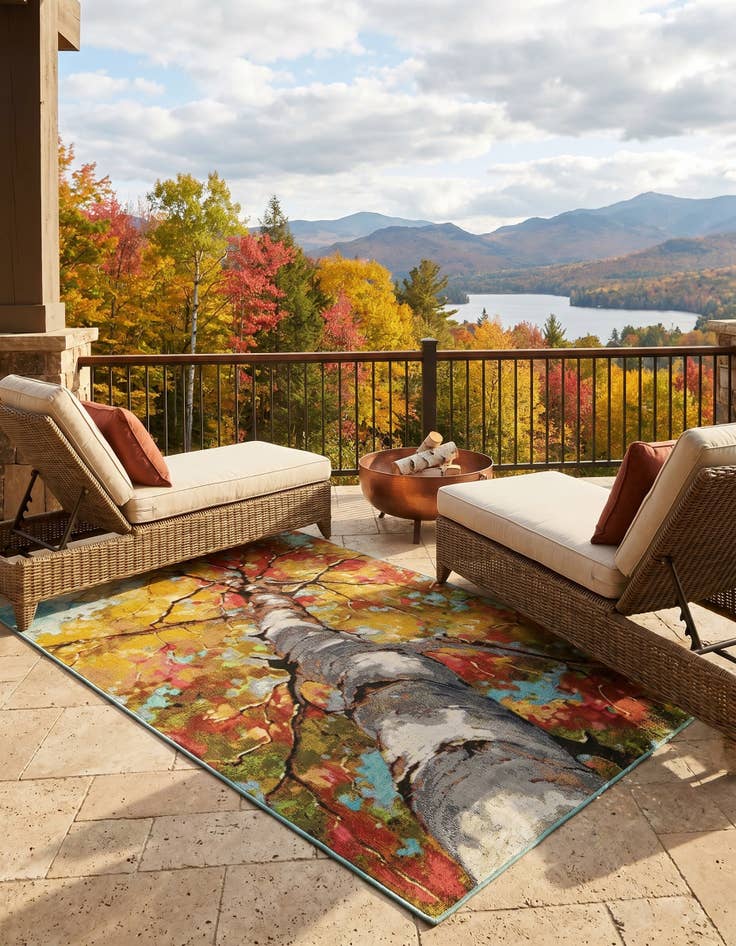 Detail image of 4' 1 x 6' 1 Easy-Clean Botanical Indoor / Outdoor Rug