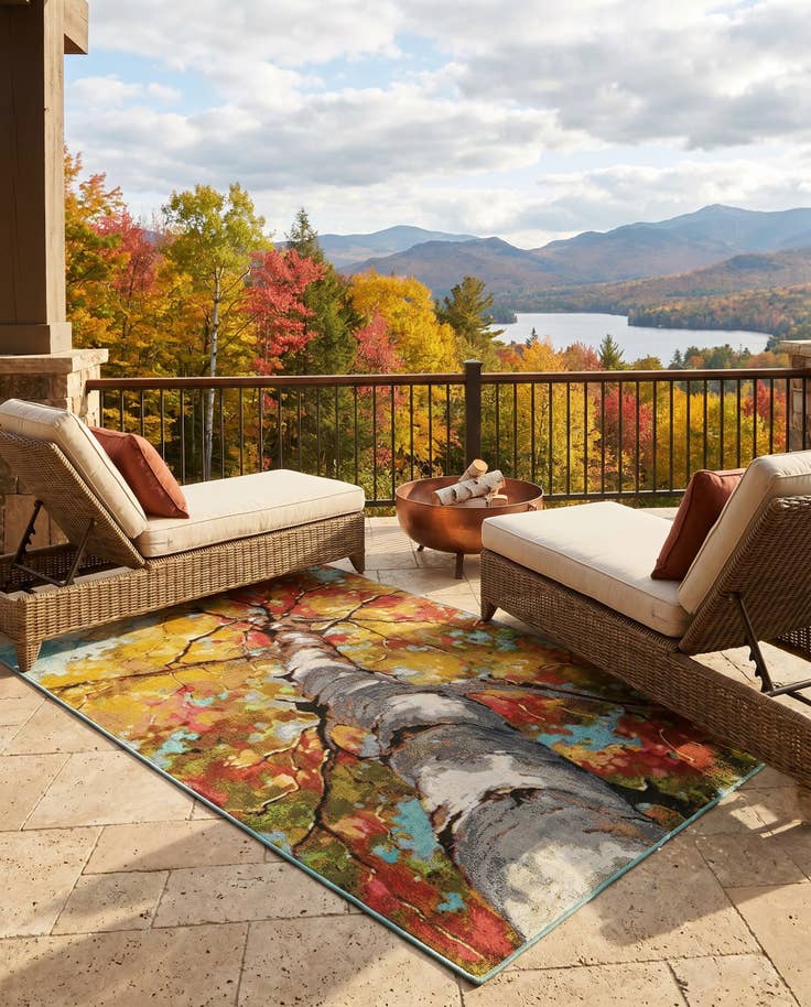 Detail image of 4' 1 x 6' 1 Easy-Clean Botanical Indoor / Outdoor Rug