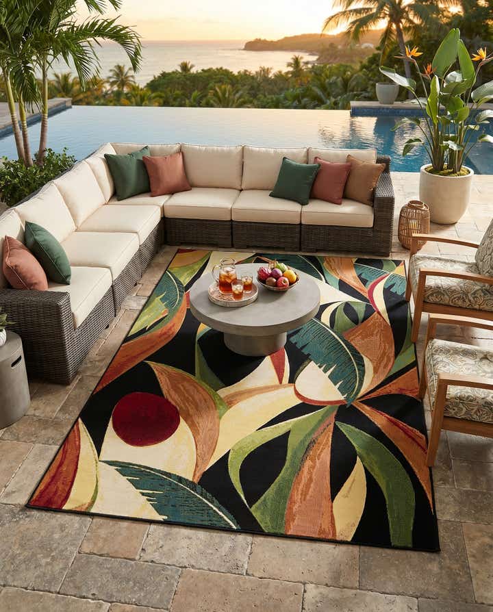 5' x 8' Easy-Clean Botanical Indoor / Outdoor Rug