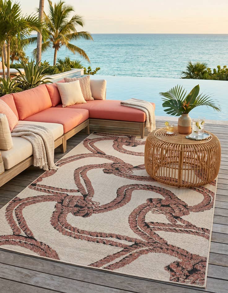 Detail image of 5' x 8' Easy-Clean Coastal Indoor / Outdoor Rug