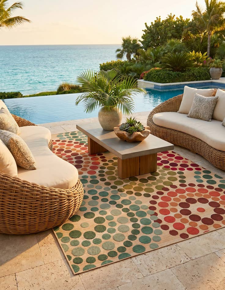 Detail image of 5' 3 x 8' Easy-Clean Modern Indoor / Outdoor Rug