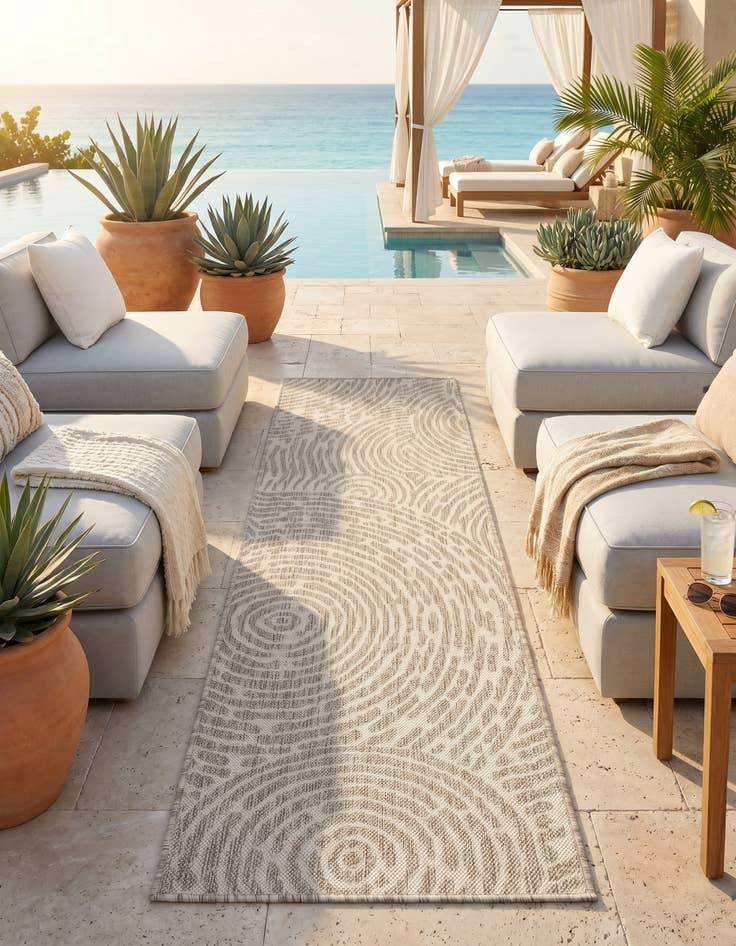 Detail image of 2' x 6' Easy-Clean Modern Indoor / Outdoor Runner Rug