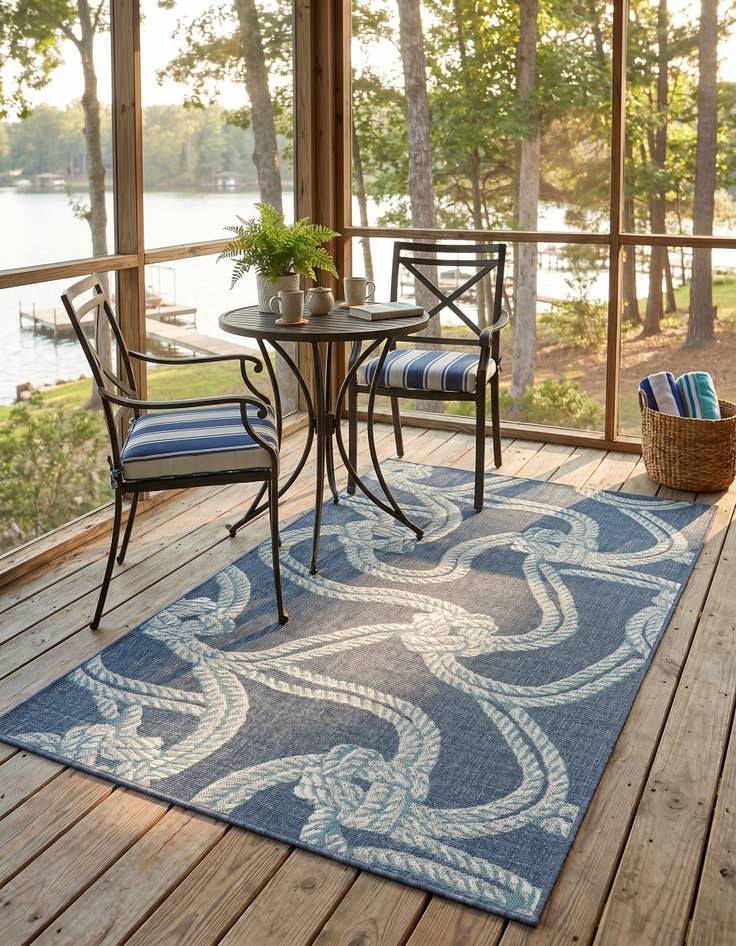 Detail image of 5' 3 x 8' Easy-Clean Coastal Indoor / Outdoor Rug