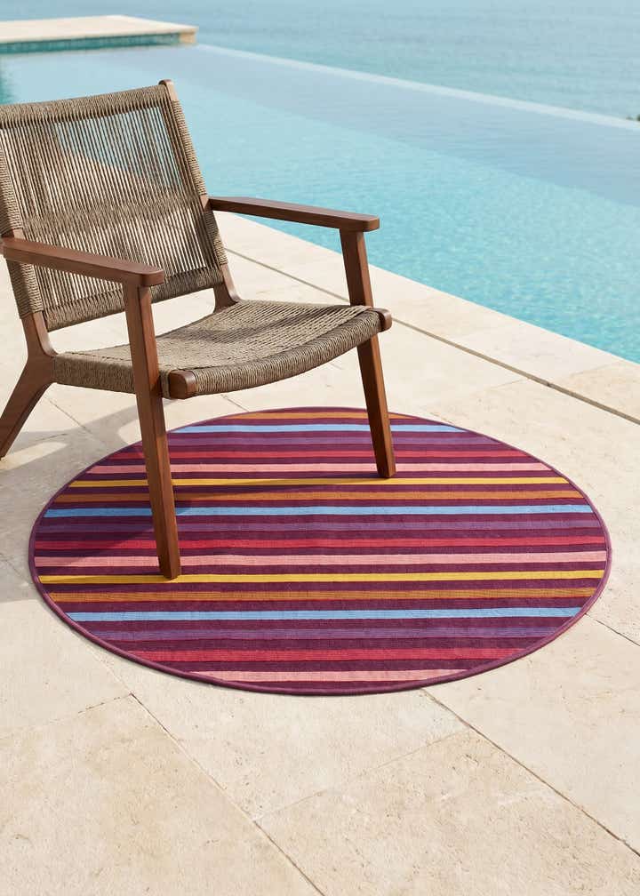 3' x 3' Easy-Clean Ribbon Indoor / Outdoor Round Rug