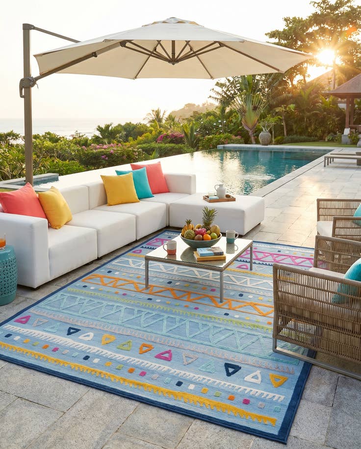 Detail image of 7' 3 x 9' 10 Easy-Clean Indoor / Outdoor Rug