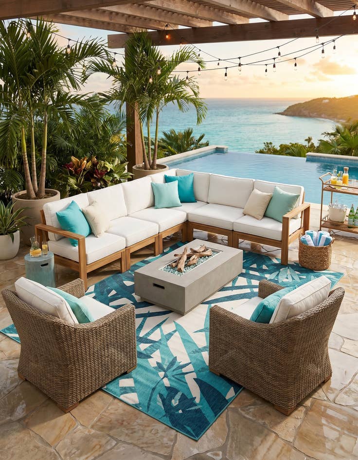 Detail image of 10' x 14' 2 Easy-Clean Botanical Indoor / Outdoor Rug