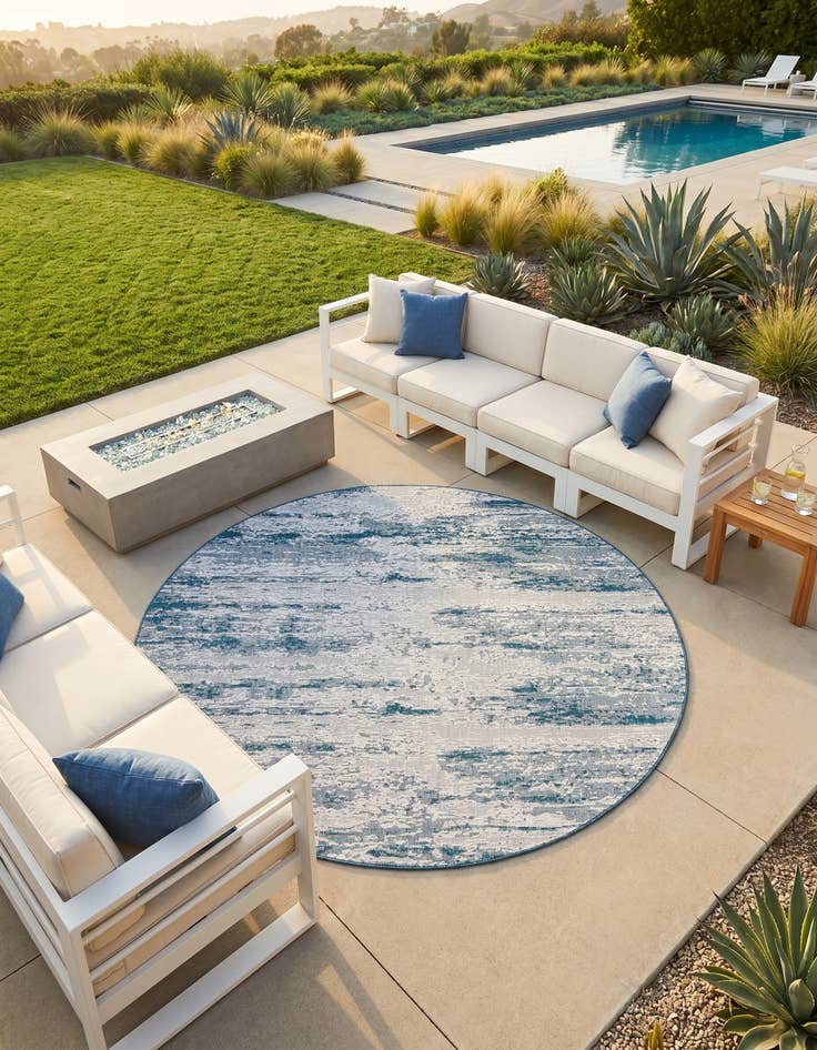 Detail image of 10' x 10' Easy-Clean Modern Indoor / Outdoor Round Rug