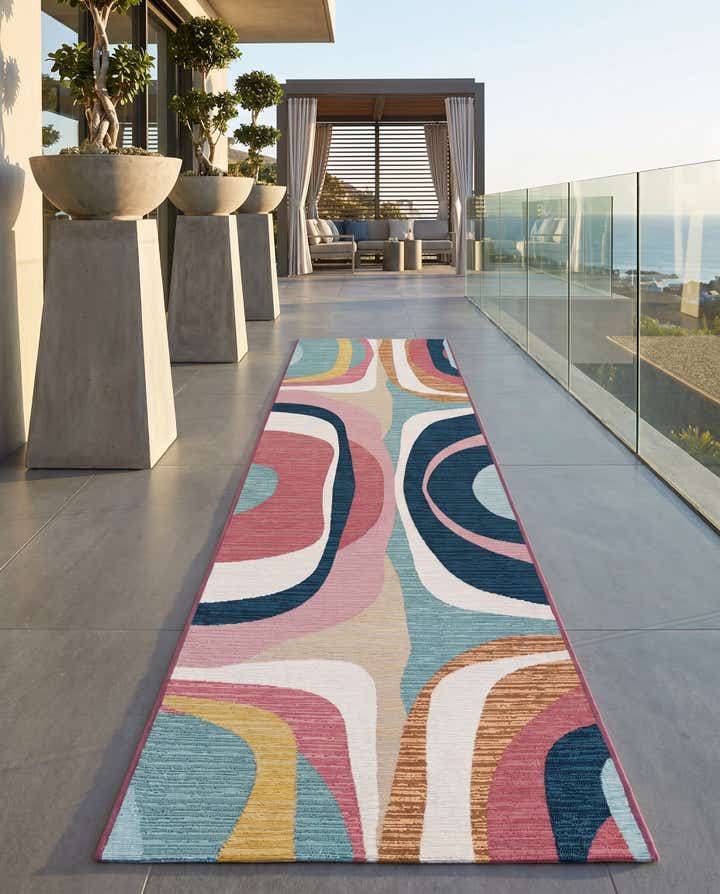 2' 7 x 10' Easy-Clean Modern Indoor / Outdoor Runner Rug
