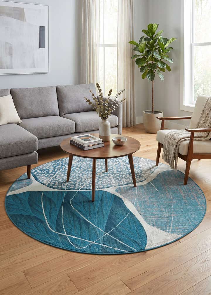 6' 1 x 6' 1 Easy-Clean Modern Indoor / Outdoor Round Rug