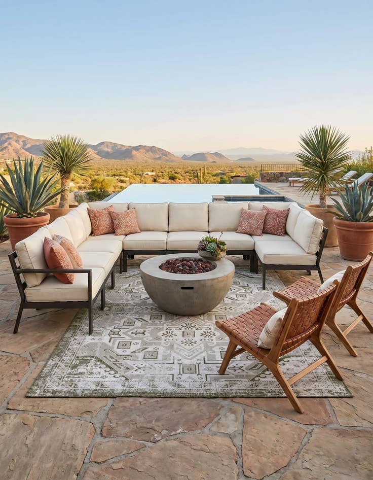 Detail image of 7' 10 x 11' Easy-Clean Aztec Indoor / Outdoor Rug