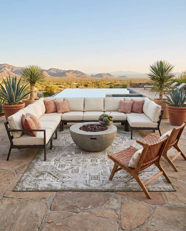 Detail image of 7' 10 x 11' Easy-Clean Aztec Indoor / Outdoor Rug