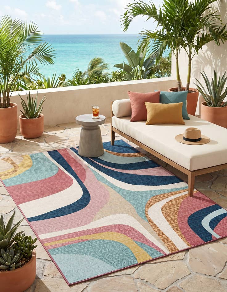 Detail image of 5' x 7' Easy-Clean Modern Indoor / Outdoor Rug