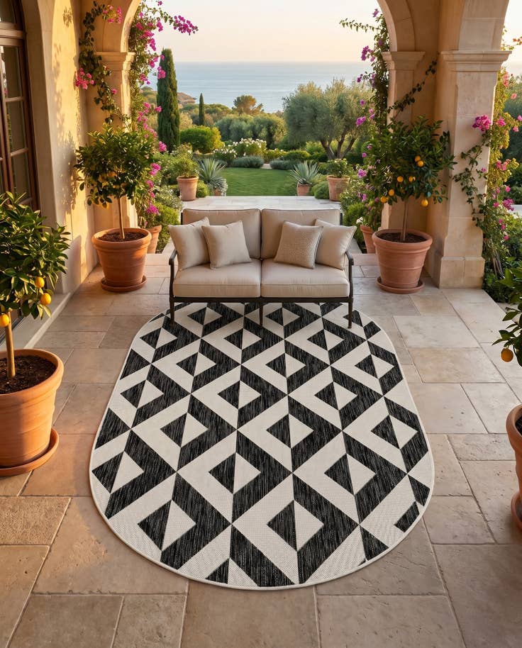 Detail image of 5' 3 x 8' Easy-Clean Jill Zarin Napa Indoor / Outdoor Oval Rug