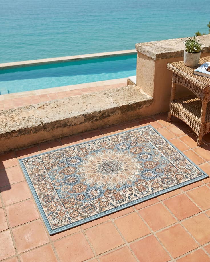 Detail image of 2' x 3' 1 Easy-Clean Traditional Indoor / Outdoor Rug
