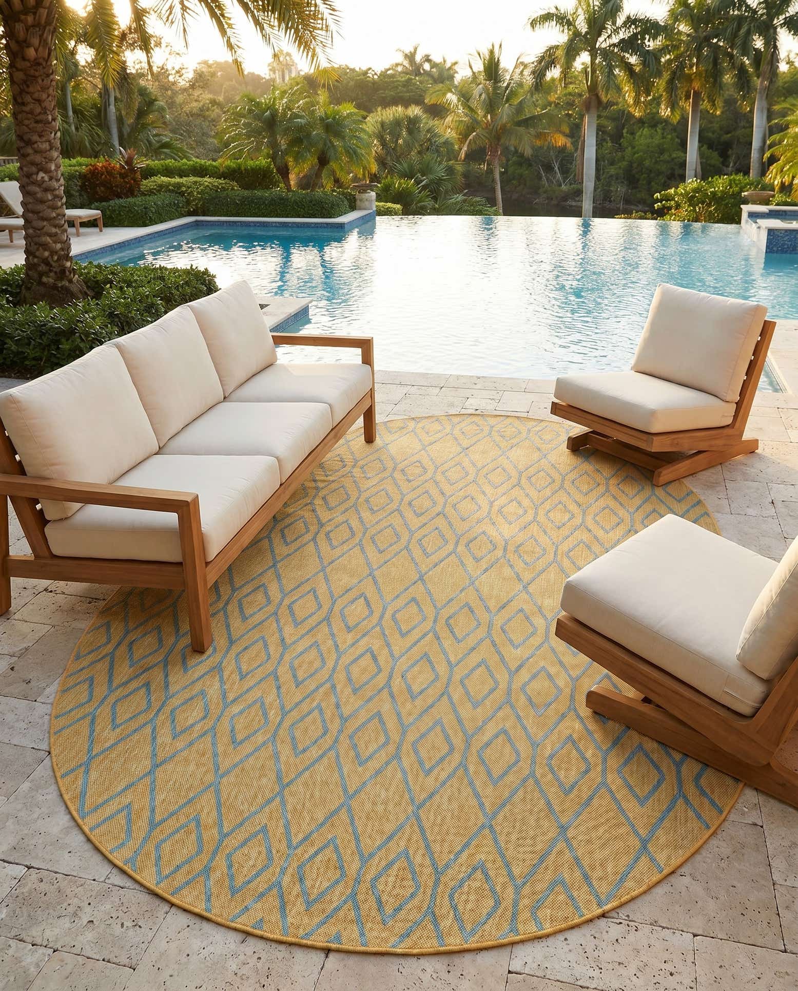 7' 10 x 10' Easy-Clean Jill Zarin Turks and Caicos Indoor / Outdoor Oval Rug