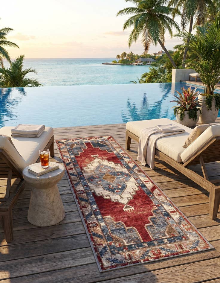 Detail image of 2' x 5' Easy-Clean Traditional Indoor / Outdoor Runner Rug