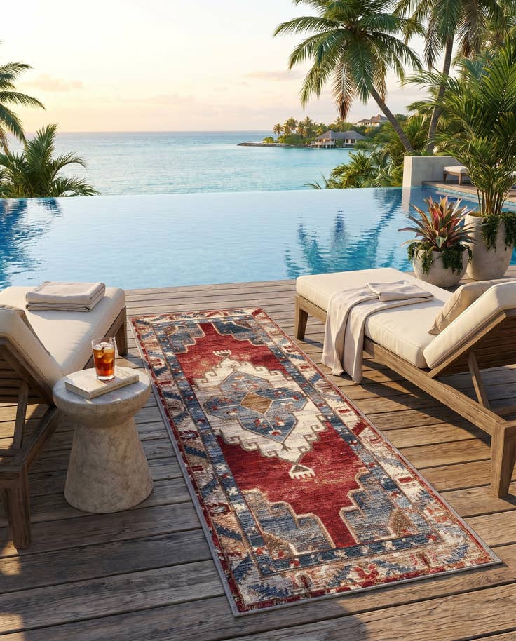 Detail image of 2' x 5' Easy-Clean Traditional Indoor / Outdoor Runner Rug