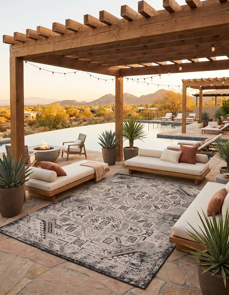 Detail image of 7' 10 x 11' Easy-Clean Aztec Indoor / Outdoor Rug