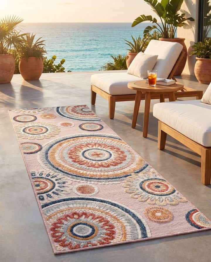 2' 2 x 6' Easy-Clean Botanical Indoor / Outdoor Runner Rug