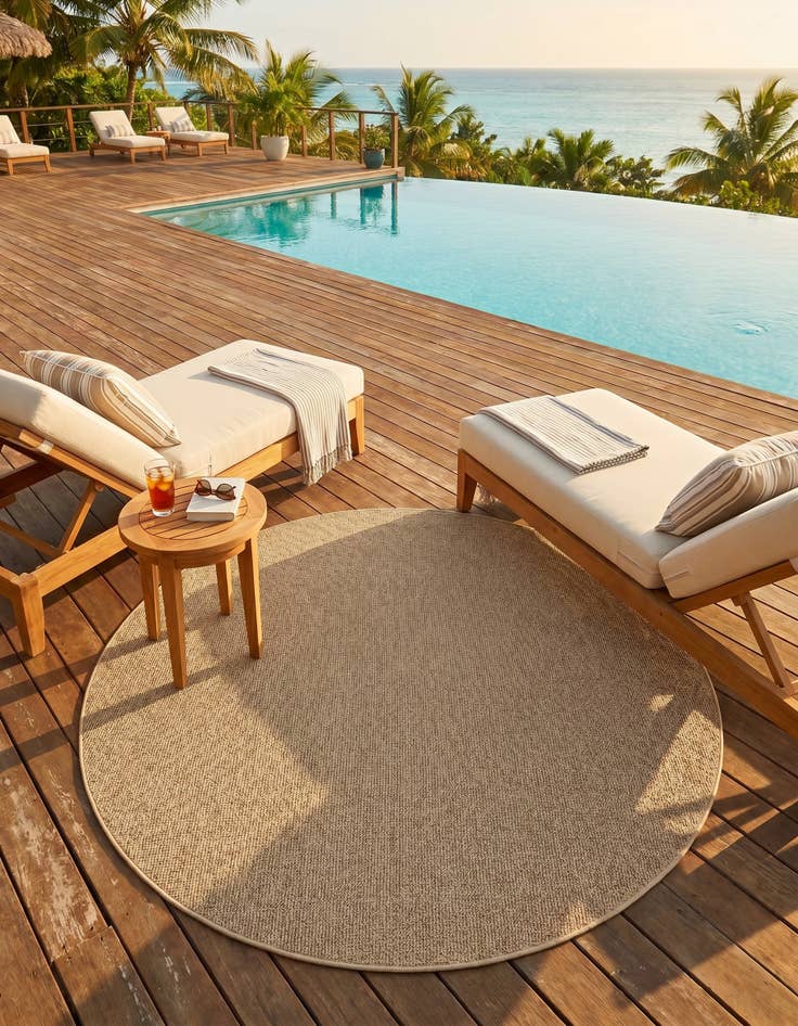 Detail image of 5' 3 x 5' 3 Easy-Clean Solid Indoor / Outdoor Round Rug