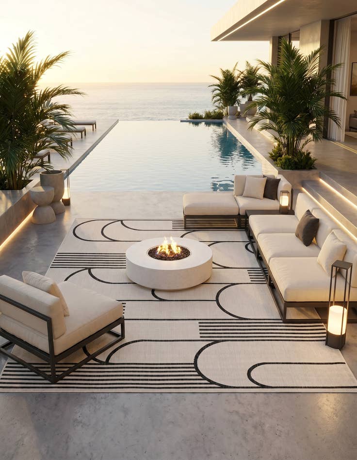 Detail image of 9' x 12' Easy-Clean Modern Indoor / Outdoor Rug