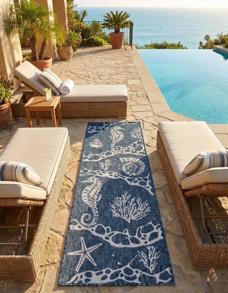 Detail image of 2' x 6' Easy-Clean Coastal Indoor / Outdoor Runner Rug